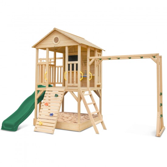 Lifespan Kids Kingston Cubby House with 2.2m Green Slide Lifespan Kids Kingston Cubby House with 2.2m Green Slide